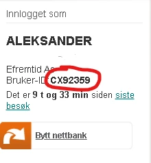 DNB - company Bruker-ID in the top right corner after logging in