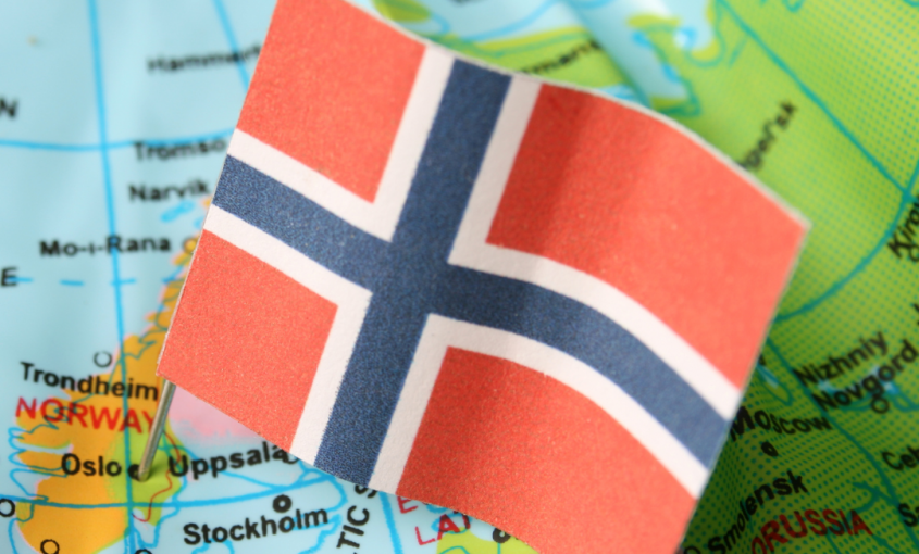 Flaga Norwegii na mapie
